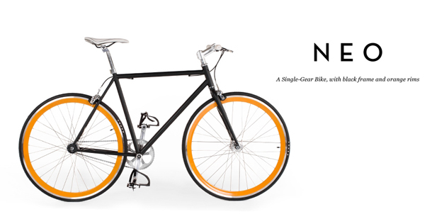 neo-single-gear-bike-black-  Neo Bike Collection by MADE neo single gear bike black frame orange rims main